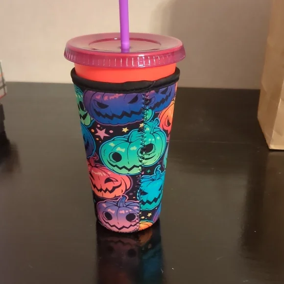 Halloween Pumpkins Tumbler Sleeve with Handle - Picture 3 of 8